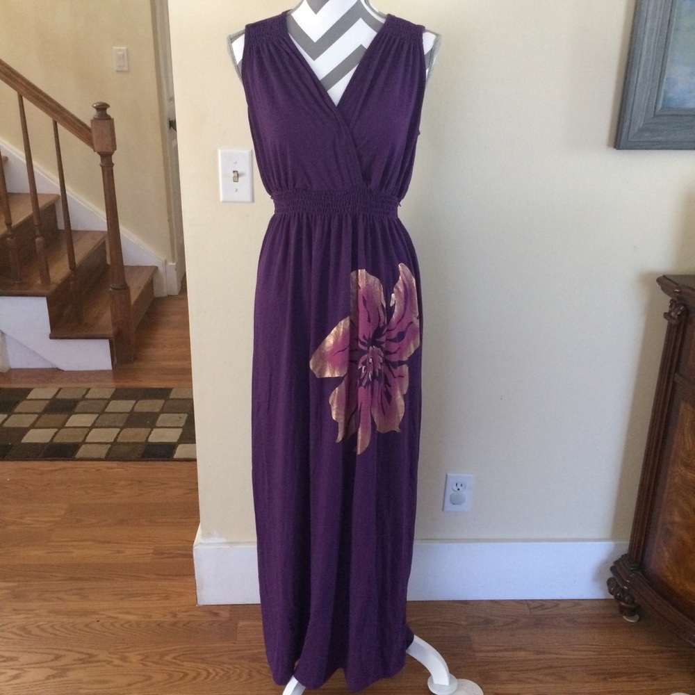 Motherhood purple full length maternity dress